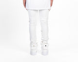"MY PLEASURE" CARGO FLARE STACK DENIM