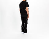 "NEVER LOOK BACK" CARGO FLARE STACK DENIM