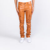 "NEVER LOOK BACK" CARGO FLARE STACK LEATHER