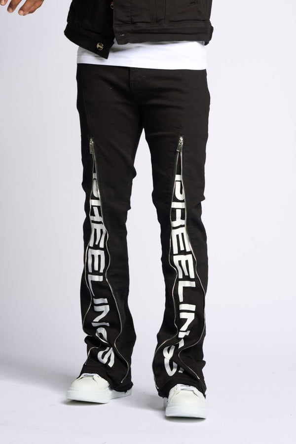 "WITHDRAWN" STACK DENIM (BLACK)