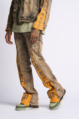 "WITHDRAWN" STACK DENIM (BROWN)