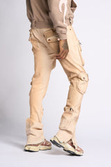 "JOURNEY TO GREATNESS" STACKED CARGO DENIM (CREAM)