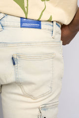 PHEELING ALONE STACK CARGO DENIM (LIGHT BLUE)