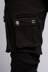 PHEELING ALONE STACK CARGO DENIM (JET BLACK)