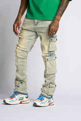 "GRAVATUS" STACK CARGO DENIM (SAND/LIGHT BLUE)
