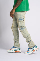 "GRAVATUS" STACK CARGO DENIM (SAND/LIGHT BLUE)