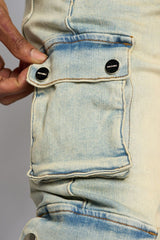 "GRAVATUS" STACK CARGO DENIM (SAND/LIGHT BLUE)