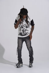 "SHOOT FOR THE STARS" STACK CARGO DENIM (BLACK WASH)