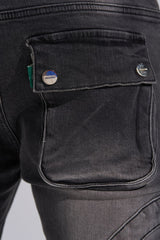 "SHOOT FOR THE STARS" STACK CARGO DENIM (BLACK WASH)