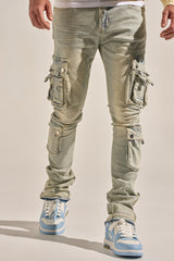 "EMPOWERED ESSENCE" STACK CARGO DENIM (LIGHT BLUE)