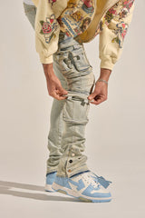 "EMPOWERED ESSENCE" STACK CARGO DENIM (LIGHT BLUE)