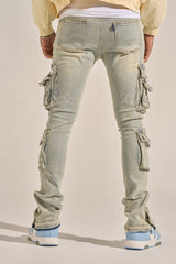 "EMPOWERED ESSENCE" STACK CARGO DENIM (LIGHT BLUE)