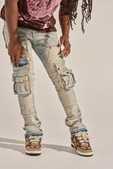 "24/7" STACK CARGO DENIM (BLUE WASH)