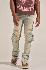 "24/7" STACK CARGO DENIM (BLUE WASH)