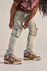 "24/7" STACK CARGO DENIM (BLUE WASH)