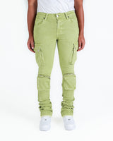 "NEVER LOOK BACK" CARGO FLARE STACK DENIM